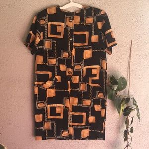 VINTAGE 80’s Abstract Print Shift Dress Size 14